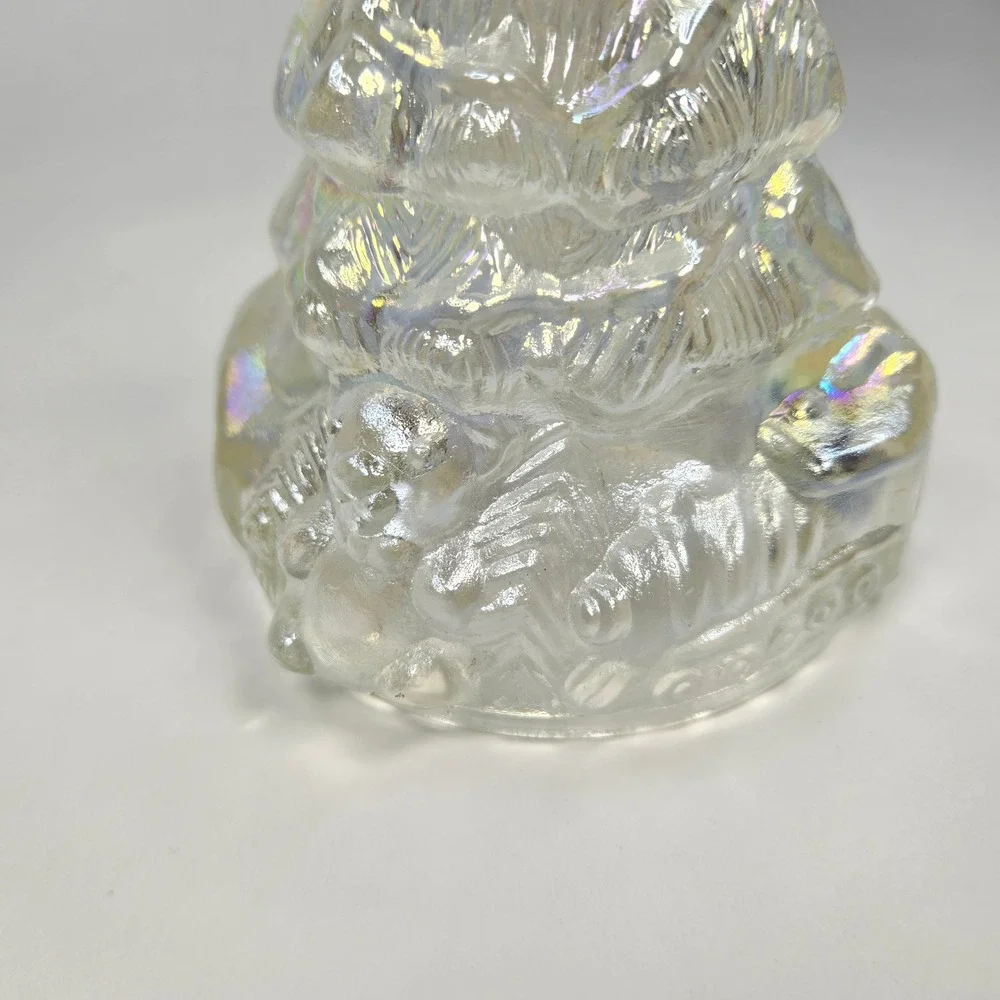 Vintage Clear Iridescent Carnival Glass Christmas Tree Star Topper Holiday Decor